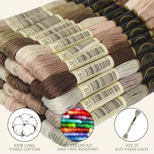 Embroidery Floss - Cross Stitch Threads - Friendship Bracelets Floss - Crafts Floss - 14 Skeins Per Pack Embroidery Floss, Light Mocha Brown Gradient - color: Lt Mocha Brown Gradient