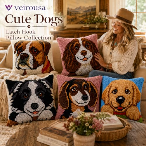 veirousa Labrador Dog Latch Hook Pillow Kits for Adults Beginners - color: Labrador