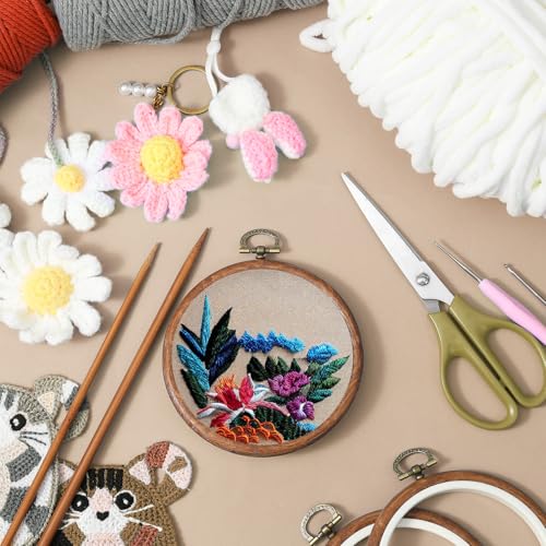 Oqqlin 15 Pcs Small Embroidery Hoop, 3.6 Inch Imitation Wood Embroidery Frame Round Rubber Cross Stitch Hoop Mini Decorative Hoops Ring for Displaying, Sewing, DIY Craft, Hanging Ornaments - size: 3 Inch