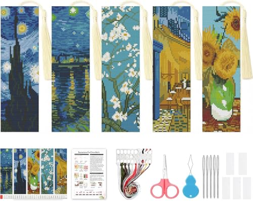 5 Pcs Cross Stitch Bookmark Kit for Adult Beginners Cross Stitch Kits - color: Cross stitch bookmark-17-2