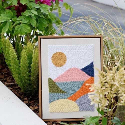 HAND U JOURNEY Landscape Punch Needle Kit, 14" x 10" Sunrise Pattern