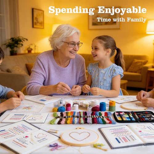 JINSILU Beginner Embroidery Stitch Book Kit, 86-Piece Set, 24 Colors