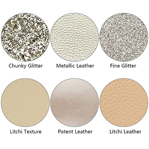 Litchi 6 Pack 8x12 Inch Faux Leather Sheets for Bow Earring, Easy to Cut Vinyl Fabric for Cricut, Durable Fade Resistant Leatherette Without Smell, Champagne Gold Series - color: Champagnegold