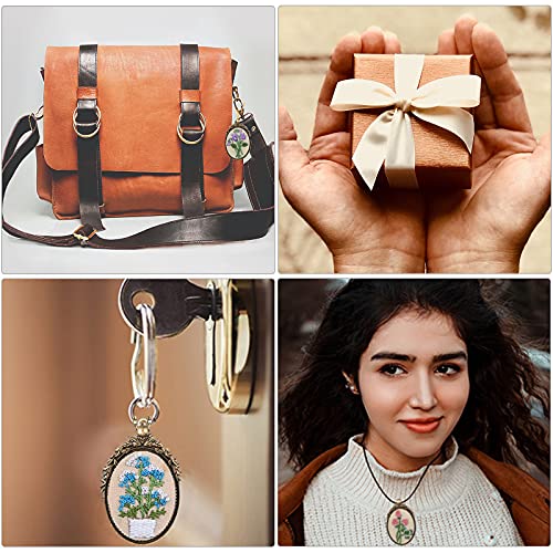 ZOCONE 6 Packs Embroidery Necklace Kits, Embroidery Pendant Kit Mini Cross Stitch Kit with Hoop, Necklace, Pendant, Brooch, Stamped Pattern Cloth, Instructions, etc. Embroidery Kits for Adults - color: 6 Packs-E