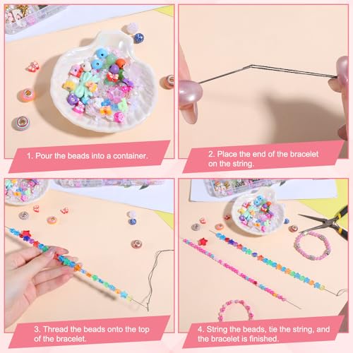 6 Pcs Beading Needles for Jewelry Making, 6 Thickness Styles Bead Spinner Needles Long Straight Beading Thread Needle Needle-Free Beadings Supplies for Beaded Bracelets (0.4/0.5/0.6/0.7/0.8/0.9 m)