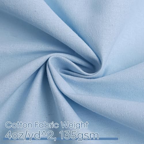 Lake Blue Cotton Fabric, Natural 100% Cotton Poplin Fabric by The Yard 59 Inches Wide Lining Fabric for Sewing Apparel Cloth Soft Embroidery Quilting, 2 Yard - color: Lake Blue, size: 2 Yards