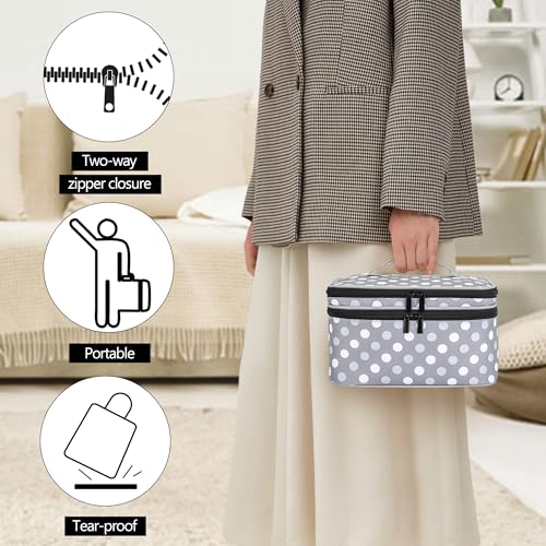 Luxja Double-Layer Large Sewing Organizer, Polka Dots - color: Grey Dots, size: Large