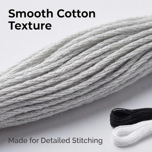 8Pcs 7.5m Cotton Stitch Embroidery Thread Floss DIY Friendship Bracelets Floss Craft Sewing Skeins Grey Fashion Embroidery Floss for Arts,Embroidery Thread and Floss, Crafts and Sewing