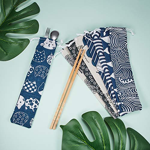 Outus 20 Pcs Straw Carrying Case Chopstick Bag Canvas, Nature Beige Mix - color: Nature Beige Mix