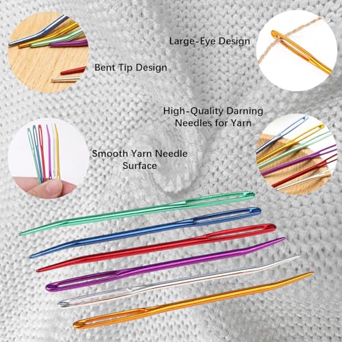 Twisepicks 21 Pcs Yarn Needle, Crochet Tapestry Needles for Crocheting, Large-Eye Blunt Needles, Large Eye Weaving Needle with Storage Box, Darning Needles for Yarn - color: 21 pcs