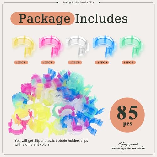 AILUHONG 85pcs Sewing Bobbin Holder Clips, 5 Colors - color: 5color-85pcs