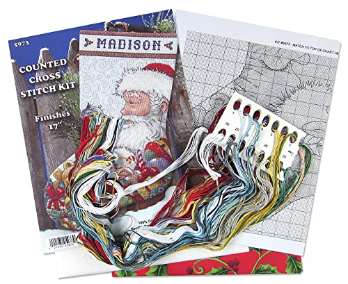 Design Works Crafts Santa with Kitten Counted Cross Stitch Stocking Kit