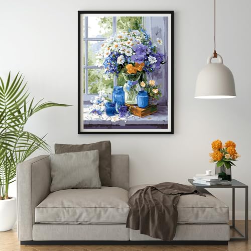 Moohue 14 ct Counted Cross Stitch Kits for Adults Flowers Cross Stitch Patterns Stamped Printed Cross Stitch Kits (Flowers 1) - color: Flowers 1