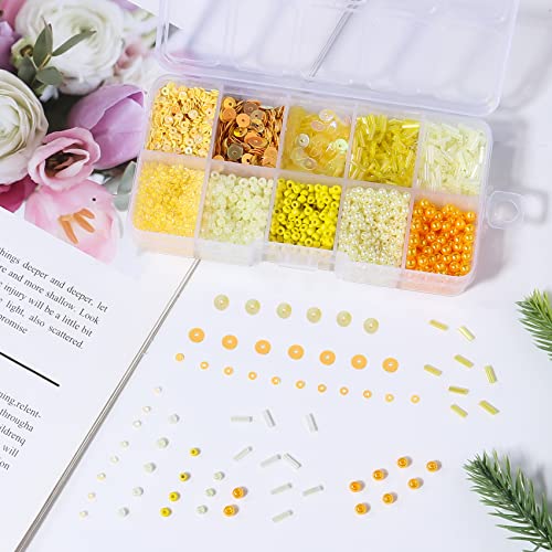 Yellow Glass Seed Bugle Tube Beads for Jewelry Making - color: yellow