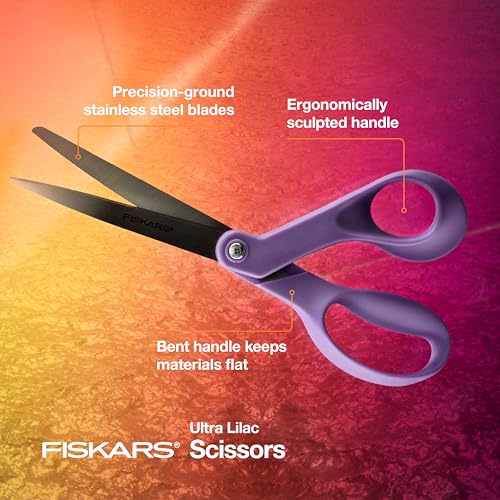 Fiskars 8" Designer Explore Collection Scissors, Ultra-Lilac