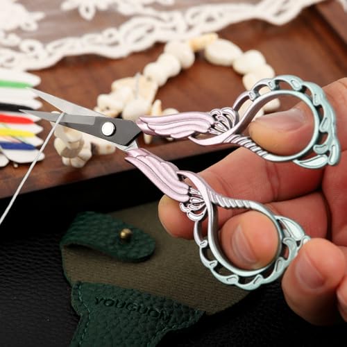YOUGUOM Detail Scissors with Cover, Small Craft Shears - color: Pink