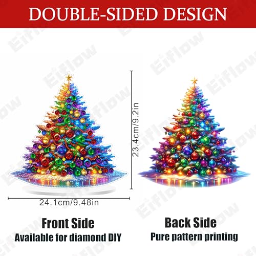 Eiflow Christmas Tabletop Diamond Art Kit for Adults DIY Tabletop Diamond Art Painting Ornament with Stand, Acrylic Stand Up Gem Painting Board Kit (Christmas Tree) - color: Christmas Tree