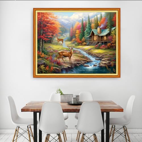 Dooxvey Cross Stitch Kits for Adults Beginners,Full Range of Cross-Stitch Stamped Kits Needlepoint Kits for Beginners Embroidery Kits 11CT Cross Stitch Patterns-Lucky Deer 16x20 inch, Manual Arts 12 - color: Manual Arts 12