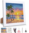 WUSARPLY Sunset Landscape Stamped Cross Stitch Kits for Adults with Framed - color: DKJ034