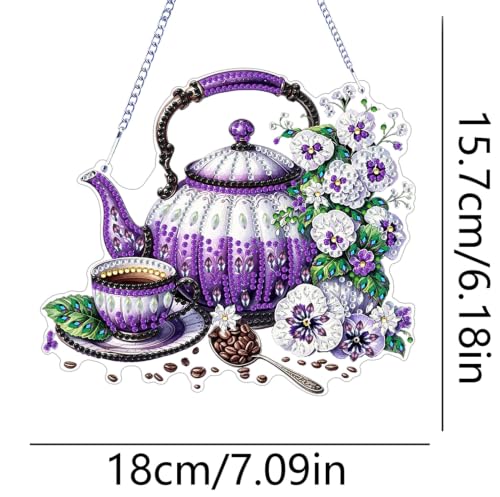 ARPADAMO teapot Diamond Art Kits for Adults, Acrylic Hanging Suncatcher - color: DP05096
