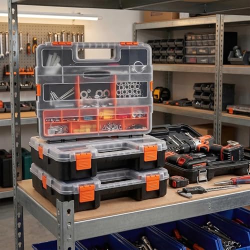3-Pack Parts Tool Box Organizers,21-Compartments Organizer Box with Removable Dividers for Hardware, Screws, Bolts, Nails, Beads, Jewelry and Fishing Accessories,Stackable (3 pcs) - color: 3 pcs