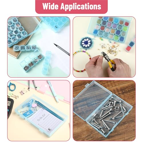 Mr. Pen- Bead Storage Containers, 28 Grids, 2 Pack, Transparent Blue - color: Transparent Blue, size: 2 Pack-56 Pcs(6.8"x4.4"x1")