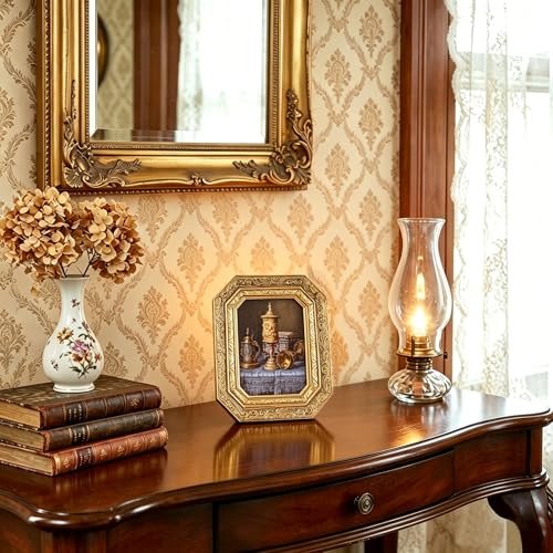 Vintage Picture Frames 2.5x3.5 Octagon Bronze Antique Ornate Picture Frames for Tabletop and Wall Mount with Glass Front Retro Home Decor Old Fashioned Victorian Photo Gallery Wall Decor - color: Bronze, size: 2.5x3.5