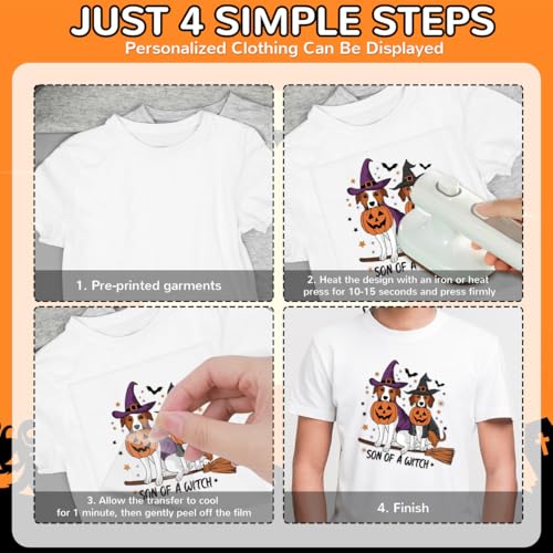 Dtf Transfers Ready to Press - 20Pcs Halloween Ghost Dog Iron on Transfers Ghost Dog Pumpkin Iron on Decals Patches Halloween Dog Heat Transfer Vinyl Stickers for Clothing Pillows Bag DIY Crafts - color: Ghost Dog