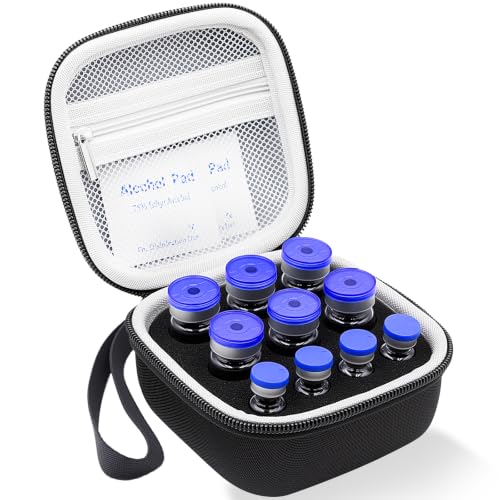 10 Slots Peptide Case for Fridge Vial Case 1ml 2ml 3ml 5ml 10ml Vials - color: Black-4×(1-3ml)+6*(1-10ml)