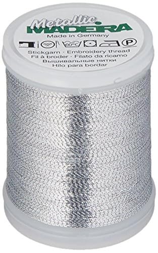Madeira 9842-011 Metallic Nylon/Polyester Embroidery Thread, 40wt/220 yd, Textured Aluminum - color: Textured Aluminum