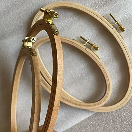 Set of 4, Oval Beech Wood Embroidery Hoops Handcrafted Wooden Hoops for Embroidery, Cross Stitch Needlework Natural Wood Hoop Frame