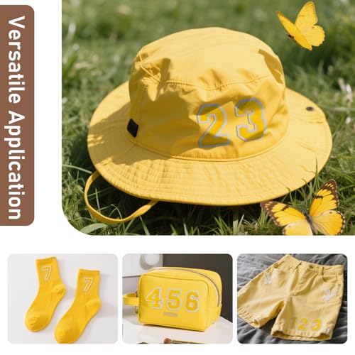 50 Pcs Iron on Numbers Patches for Fabric Tote Bags Hats Clothing Yellow - color: Yellow, size: Numbers Only