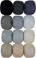 KCS Mercerized Pearl Cotton Thread Size 8 Crochet Needlework Embroidery Threads Ball (12, 12balls01) - color: 12balls01