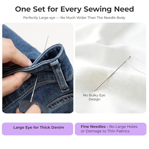 HTVRONT Sewing Needles 56 PCS, Large Eye Embroidery Needles for Hand Sewing - color: A-Silver 56PCS