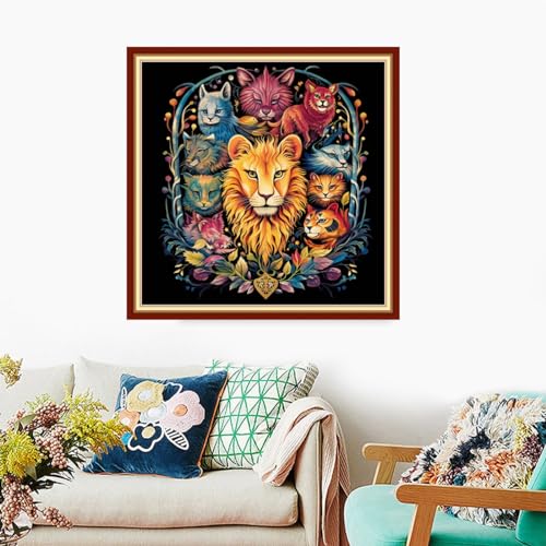 Foxdiviy Stamped Cross Stitch Kits Full Range of Embroidery Needlework Starter Kits for Beginners Adults 11CT Embroidery Patterns Art Crafts DIY Needlepoint Kits-Animal Kingdom 18x18 inch - color: Stamped Set 13