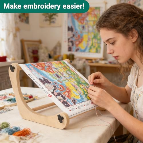 Airo Adjustable Embroidery Table Stand | 11.8"&15.3" Dual Rods, Cross Stitch Supplies Holder, Hands Free Design for Cross Stitch & Needlepoint