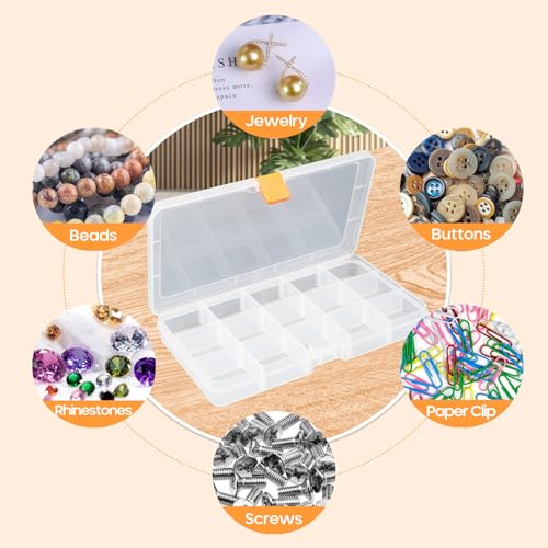 Moon Magpie 8PACK Extra Thick Bead Organizers, Mini Clear Plastic Storage Box Craft Containers for Nail jewelry rhinestones DIY Supply Case - size: 8P-MovableGrid