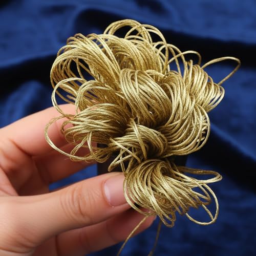 12 PCS Gold Embroidery Thread, Embroidery Floss for Cross-Stitch and Friendship Bracelets, Sewing Thread with Gold Shimmer, 8m Each in Golds and Golden Yellow