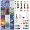 FREEBLOSS 6 Set Cross Stitch Bookmark Kit Scenery Pattern 8''x2.4'' 11CT - style: Scenery