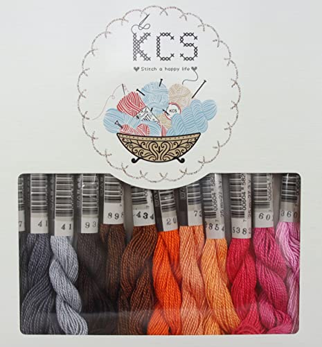 KCS 328 Yards(300 Meters) Mercerized Pearl Cotton Crochet Needlepoint Thread,Size 5, 12 skeins,Mixed Color 13 - color: 12color13, size: 12 skeins