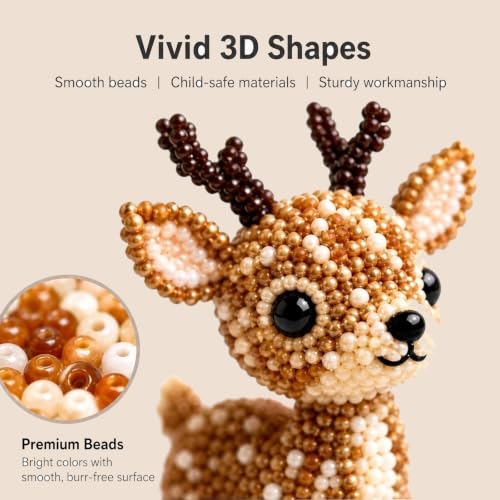 Tiny 3D Beaded Animal DIY Kit with Instruction, Animals Beading Craft Set
