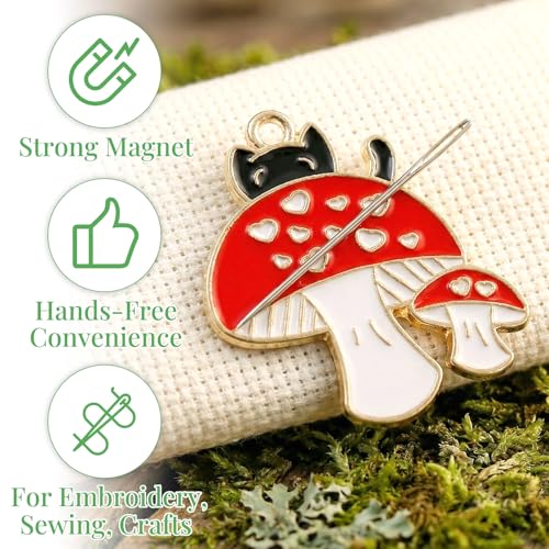 WUSUTE Cat Needle Minder for Cross Stitch, Cute Cartoon Needle Minder Magnet for Organizing, Embroidery Sewing Needle Keeper Needlework Accessories