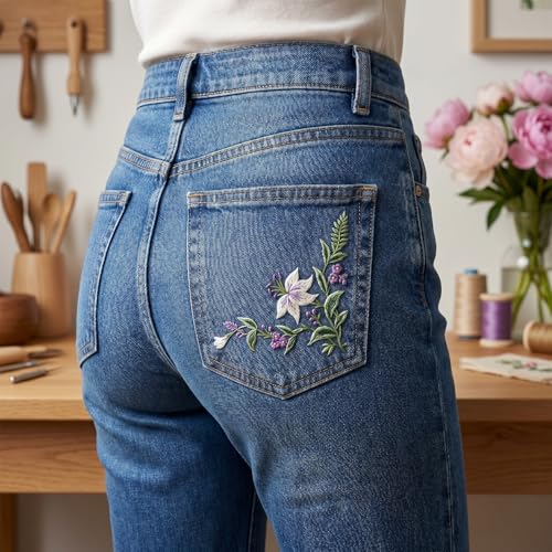 STSTR 4 PCS Flower Water Soluble Embroidery Patterns, Stick and Stitch Embroidery Transfer Patterns, Floral Embroidery Paper for Women Clothes Bags Hats (White, Black)