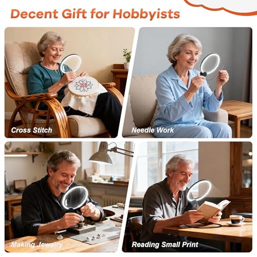 5X Neck Magnifying Glass with Light Hands Free for Reading,Seniors