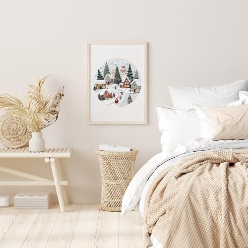 Huacan Embroidery Kits for Adults Beginner DIY Cross Stitch Stamped Christmas Tree Pattern Stitching Sewing Kit 1 Piece 7.8 x 7.8 Inch - color: Village