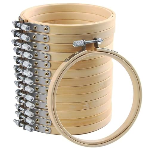 Yorwex 12 Pieces 3 Inch Embroidery Hoops Adjustable Wooden Circle Cross Stitch Hoop Ring for Art Craft Handy Sewing and Christmas Ornaments - style: 3 inch