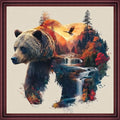 Funchey Counted Cross Stitch Kits for Adults Needlepoint Kits Unprinted Cross Stitching Embroidery Kit 11CT Cross Stitch Supplies-Abstract Forest Bear 18x18 inch - color: ArtsKits23
