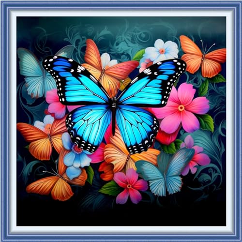 Funxvoot Stamped Cross Stitch Kits Beginners Full Range of Embroidery Kits for Adults 11CT Embroidery Patterns Needlepoint Kits Printed Cross Stitch Kits - (Flower Butterfly 18x18 inchs) - color: Cross Stitch Kits 05
