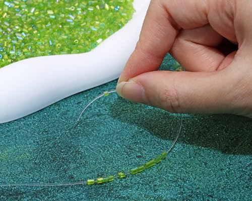 Glass Bugle Tube Beads 1400Pcs/30g Mini Seed Beads 2 * 3mm Small Craft Loose Spacer Beads for DIY Bracelets Necklace Earring Jewelry Making (Fruit Green) - color: Fruit Green