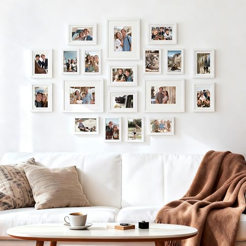 upsimples Picture Frames set of 19, Including 8x10, 5x7, 4x6 White Frame - color: White